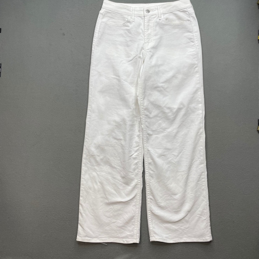 Old Navy Women Pants White Cotton Blend 10 Wow High Rise Wide Leg Minimalist